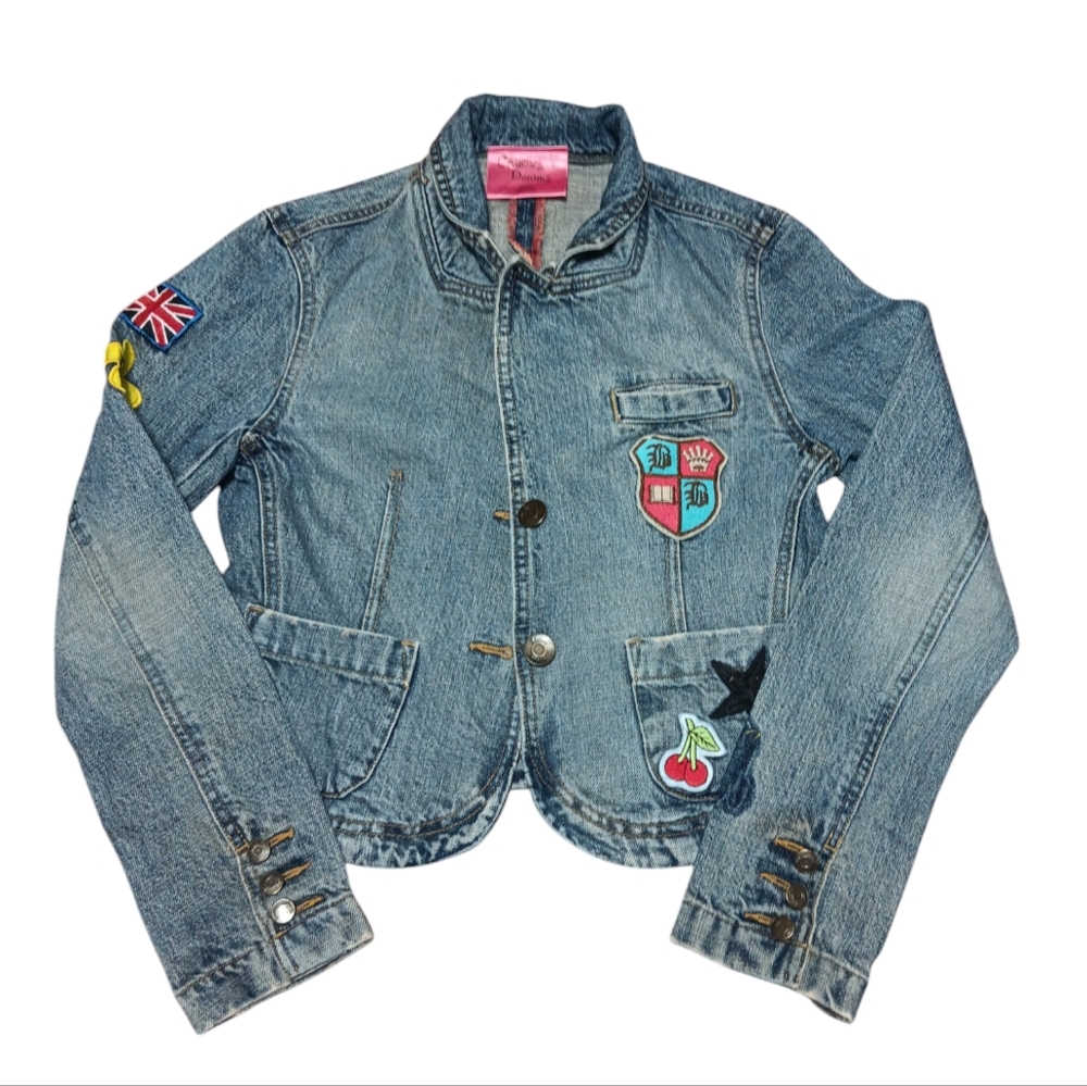 Carol's Denims Blue Jean Jacket with Appliques Juniors/Womens Size Small